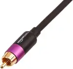 Amazon Basics RCA Audiokabel für Subwoofer, Verstärker, Active Lautsprecher mit vergoldeten Steckern, 1 Stück, schwarz, 2.44 m