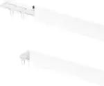 Aluminium Vorhangschiene 150 cm mit METALL-Halterungen für Deckenmontage - ZWEISEITIG nutzbar - mit Gleitern/Haken & weißer Blende (selbstklebend, LED geeignet, kein Bohren)