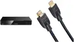 Panasonic DMP-BDT167EG Kompakter 3D Blu-ray Player (Full HD Upscaling, Internet Apps, LAN-Anschluss, USB, MKV-Playback) schwarz & Amazon Basics - Geflochtenes HDMI-Kabel, 0,9 m