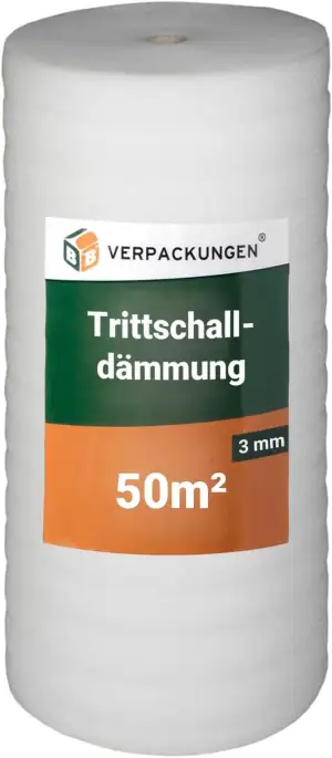 BB-Verpackungen 50 m² Trittschalldämmung 1,0 x 50 m (3 mm stark, sehr gute Schal