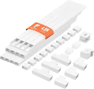 shinfly 4,8 m Kabelkanal Weiß, Kabelkanal Weiß Selbstklebend, Kabelschacht Weiss