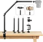 MS05 Kamera Tischstativ Overhead Stativ mit 1/4" Kugelkopf, Klemmstativ Flexibel Gelenkarm Tisch Halterung für Kamera, Ringlicht, Webcam, Projektor, Max. Belastung 3 kg