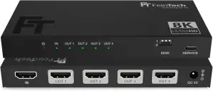 FeinTech SP410 1 In 4 Out HDMI 2.1 Splitter 4K 120Hz 8K VRR ALLM, Verteiler mit 