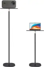 Beamer Ständer, Multifunktionaler 360° Schwenkbarer Höhenverstellbar 40-155 cm, Projektor Ständer mit Platte aus Hochwertigem Kohlenstoffstahl für Präsentationen, Heimkino, Büro – Traglast bis 6 kg