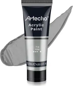 Artecho Acrylfarbe Grau 120 ml, Wasserfest und Lichtecht, Schnell Trocknend, Acr