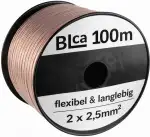 DCSk BLca Lautsprecherkabel 100m 2x2,5mm² CCA Boxenkabel Meterware transparent für Lautsprecher HiFi Heimkino Surround - isoliert mit Polaritätskennzeichnung