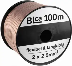 DCSk BLca Lautsprecherkabel 100m 2x2,5mm² CCA Boxenkabel Meterware transparent f