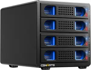 4 Schacht Festplattengehäuse mit Lüfter für 2.5/3.5“ SATA HDD/SSD mit USB A/C 3.0 Kabel, werkzeug...