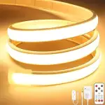 Lamomo COB LED Streifen, Warmweiss Dimmbar 3M LED Strip mit Fernbedienung, 3000K Selbstklebend Wa...