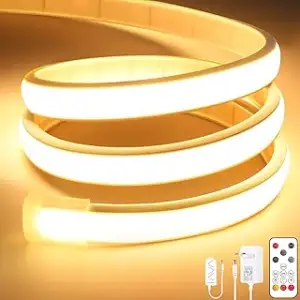 Lamomo COB LED Streifen, Warmweiss Dimmbar 3M LED Strip mit Fernbedienung, 3000K