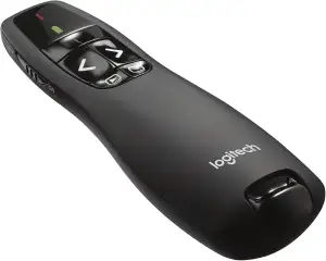 Logitech R400 Presenter, Kabellose 2.4 GHz Verbindung via USB-Empfänger, 15m Reichweite, Roter Laserpointer, Intuitive Bedienelemente, 6 Tasten, Batterieanzeige, PC - Schwarz