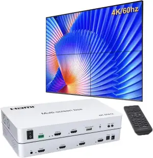 Video Wall Controller 2x2 4K60HZ, HDMI 2.0, 3840x2160@60Hz, 14 Modes, Remote & R