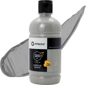 Artecho Acrylfarbe Grau 500 ml, Wasserfest und Lichtecht, Schnell Trocknend, Acr