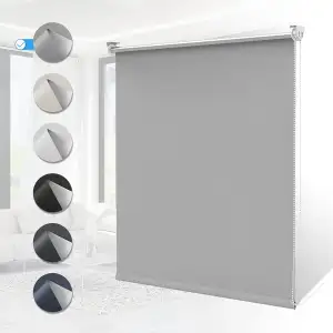 Verdunklungsrollo Klemmfix ohne Bohren Rollos für Fenster Innen B40 x H170 cm Hellgrau Thermoroll...