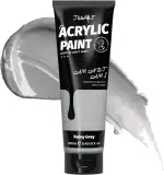 JusArt Acrylfarbe Grey 250 ml,Ungiftige Bastelfarbe mit hoher Deckkraft – Für Leinwand,Holz,Stoff,Ton,Stein & Keramik,Künstlerbedarf für Erwachsene & Kinder