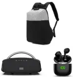 BLAUPUNKT Trio Easy Outdoor Set mit Bluetooth Lautsprecher, In Ear Kopfhörer Bluetooth & Handgepäck Rucksack Herren – Musikbox mit LED, Kabellose Kopfhörer, Reise Rucksack