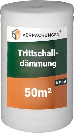BB-Verpackungen 50 m² Trittschalldämmung 1,0 x 50 m (5 mm stark, sehr gute Schal