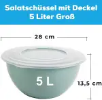 2friends 2er Set Salatschüssel mit Deckel 5L – Große Rührschüssel aus BPA-freiem Kunststoff – Vie...