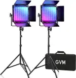 GVM 800D RGB LED Videoleuchte, Fotografie Licht Studiolicht mit Stativ, Videolicht Fotolicht Dauerlicht mit 8 Arten von Szenenlichtern für StudioYouTube, 3200K-5600K 0%-100%, CRI97+, App-Steuerung