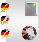 Verdunklungsstoff inkl. selbstklebendem Klettband | Sonnenschutz zu 100% Verdunkelung | Folie mit Thermobeschichtung | Meterware für Fenster und Dachfenster lichtundurchlässig (Perlweiß mit Klettband)
