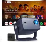 RockTek PJ400 LED Beamer, 1080P Full HD, 4K Dekodierung, 1000 ANSI Lumen, Dual System (RT OS & Google TV-System Box), Auto Fokus, Automatische Trapezkorrektur & Hinderniserkennung, 180° Drehwinkel