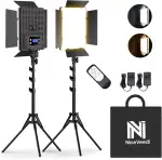 NiceVeedi Fotobeleuchtung, 2-Pack zweifarbige Studioleuchten 2700–6500K, 36W dimmbares LED-Videolicht Set für Video/Spiele Streaming/Kameraporträt, CRI95+ Lichtset mit Fernbedienung und 183cm Stativ