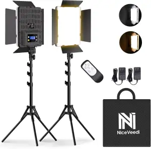 NiceVeedi Fotobeleuchtung, 2-Pack zweifarbige Studioleuchten 2700–6500K, 36W dim