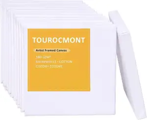 10er Set 15x15cm Leinwand Keilrahmen, Leinwände klein aus Baumwolle 380 g/m² Lei