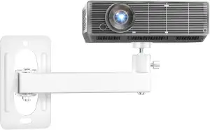 WALI Beamer Halterung Wand Projector Stand,360° Drehbar Beamer Wandhalterung,Verstellbare Projektorhalterung mit Universal 1/4 Zoll Gewinde,hält bis 2 kg für Heimkino,Spielzimmer,Weiß (1330LM-PMWS)