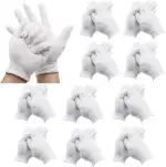 VEGCOO 11 Paar Baumwollhandschuhe, Weiße Handschuhe aus Baumwolle, Weich und Flexibel, Wiederverwendbare Schutzhandschuhe für Trockene Hände, Neurodermitis, Feuchtigkeitspflege, Schmuckkontrolle
