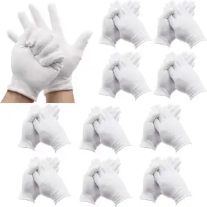 VEGCOO 11 Paar Baumwollhandschuhe, Weiße Handschuhe aus Baumwolle, Weich und Fle