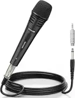 TONOR Dynamischer Mikrofon mit 16ft/5m XLR Kabel, 6,35mm Klinke Handmikrofon Microphone kompatibel m