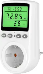 Stromzähler für Steckdose Strommessgerät Energiekostenmessgerät mit LCD Bildschirm Balkonkraftwerk mit 11 Überwachungsmodi Stromverbrauchsmesser mit Überlastsicherung