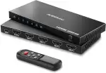 HDMI Switch 4K 60Hz, AVIDGRAM HDMI 2.0 Umschalter 4 in 1 Out, 4 Port Selector Box with IR Remote ...