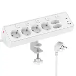 6 Fach Steckdosenleiste mit 3 USB PD 30W, Kemelo Mehrfachsteckdose mit Schalter, 9 in 1 Tischstec...