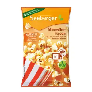 Seeberger Mikrowellen-Popcorn karamell mit Sonnenblumenöl (24 x 90 g)