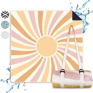 Picknickdecken (Sonne) - extra große Picknickdecke 200x200 cm - waschbare Campin