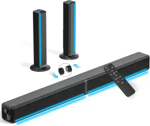 Soundbar für TV Geräte mit RGB-Beleuchtung, 2.2 Kanal Teilbare 2-in-1 TV Soundsy