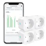 EIGHTREE Smart WLAN Steckdose, Smart Home WiFi Steckdose mit Stromverbrauch Messen, Zeitplan, Fernzugriff, TÜV Zertifiziert, 16A, Funktioniert mit Alexa, Google Home, SmartThings, 4er Pack