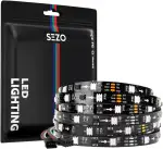SEZO WS2811 RGB IC LED Streifen 5M 30LEDs/M DC12V Individuell Adressierbar Licht Strip Breite 10mm Dimmbar Traumfarbe Lichtleiste IP30 Nicht-Wasserdicht PCB Schwarz für Inneneinrichtung DIY Projekte