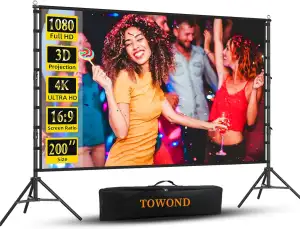 TOWOND 200 Zoll Outdoor-Projektor-Leinwand, tragbare Projektor-Leinwand und Stän