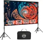 Beamer Leinwand mit Stativ 100 Zoll Outdoor – LEORFI Tragbare Projektorleinwand mit Tragetasche, Lei