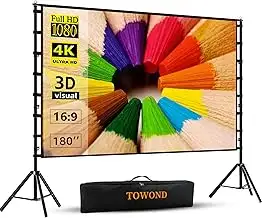 TOWOND 180 Zoll Beamer Leinwand mit Stativ, Leinwand für Beamer 160 Grad Betrach