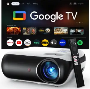 Official Google TV Smart Beamer 4k, HAPPRUN 25000L Full HD Beamer Heimkino mit D