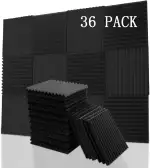 36 Stück Akustikschaumstoff Platten Schall Dämmung Noppenschaumstoff Schallabsorber Akkustik Schaumstoffmatte für Tonstudio Büro schaumstoffplatte Schwarz(30 x 30 x 2.5 cm)