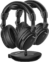 SIMOLIO Dual Funkkopfhörer Kabellos für TV mit SenderLadestation, Digital Drahtl