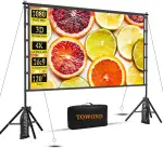 TOWOND 120 Zoll Projektorleinwand mit Ständer, Faltbare Tragbare 16:9 HD Outdoor Projektor Leinwa...