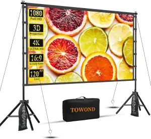 TOWOND 120 Zoll Projektorleinwand mit Ständer, Faltbare Tragbare 16:9 HD Outdoor