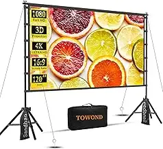 TOWOND 120 Zoll Projektorleinwand mit Ständer, Faltbare Tragbare 16:9 HD Outdoor