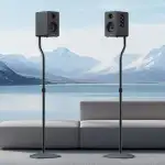 Universal-Lautsprecherständer, 2 Stück, Satelliten- und Bücherregal-Lautsprecherständer, 71,1–96,5 cm, verstellbar, Surround-Sound-Lautsprecherständer für Heimkino, kompatibel mit Sony/Bose